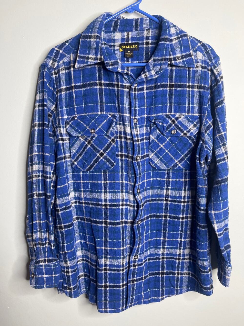 Stanley Men's Plaid Flannel Royal Blue Top Medium
